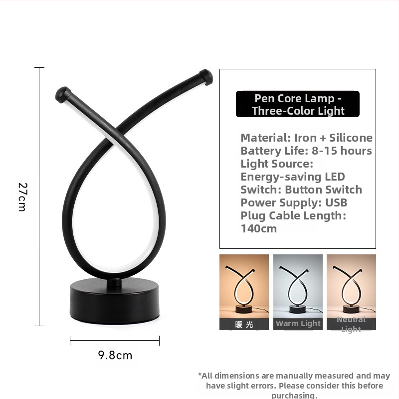 2025LED stalinė lempa miegamajam prie lovos, trijų spalvų, pritemdoma naktinė lemputė, kūrybingas restoranas, kavinė, šviečianti dekoratyvinė stalo lempa
