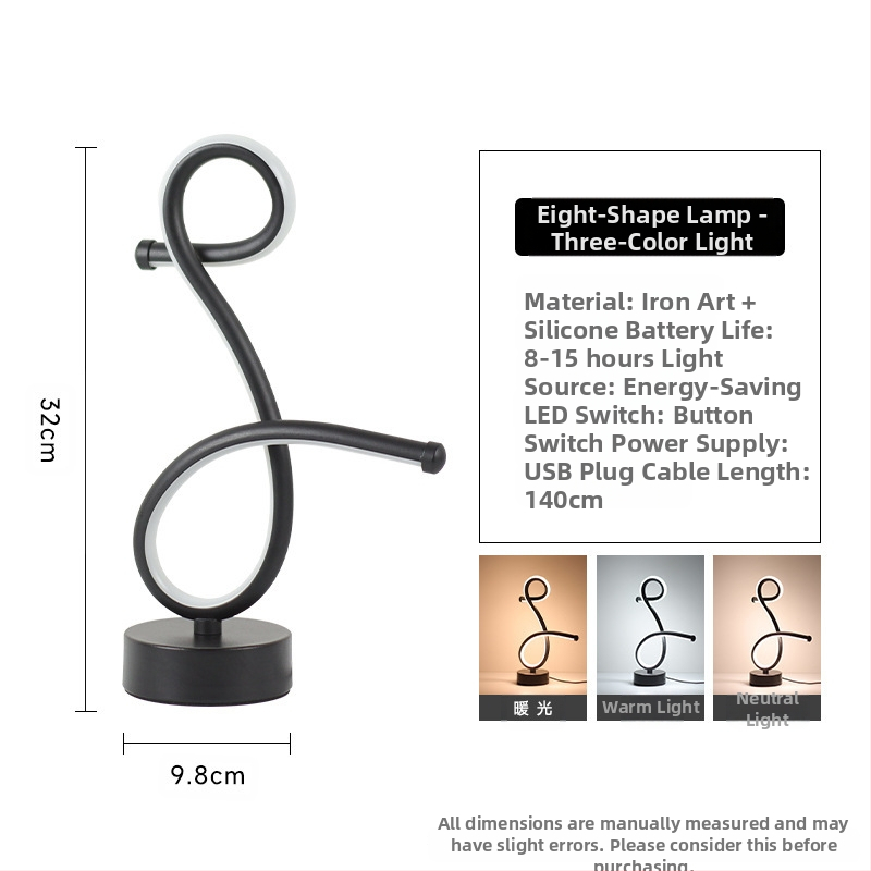 2025LED stalinė lempa miegamajam prie lovos, trijų spalvų, pritemdoma naktinė lemputė, kūrybingas restoranas, kavinė, šviečianti dekoratyvinė stalo lempa