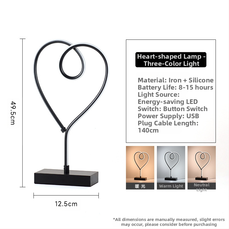 2025LED stalinė lempa miegamajam prie lovos, trijų spalvų, pritemdoma naktinė lemputė, kūrybingas restoranas, kavinė, šviečianti dekoratyvinė stalo lempa
