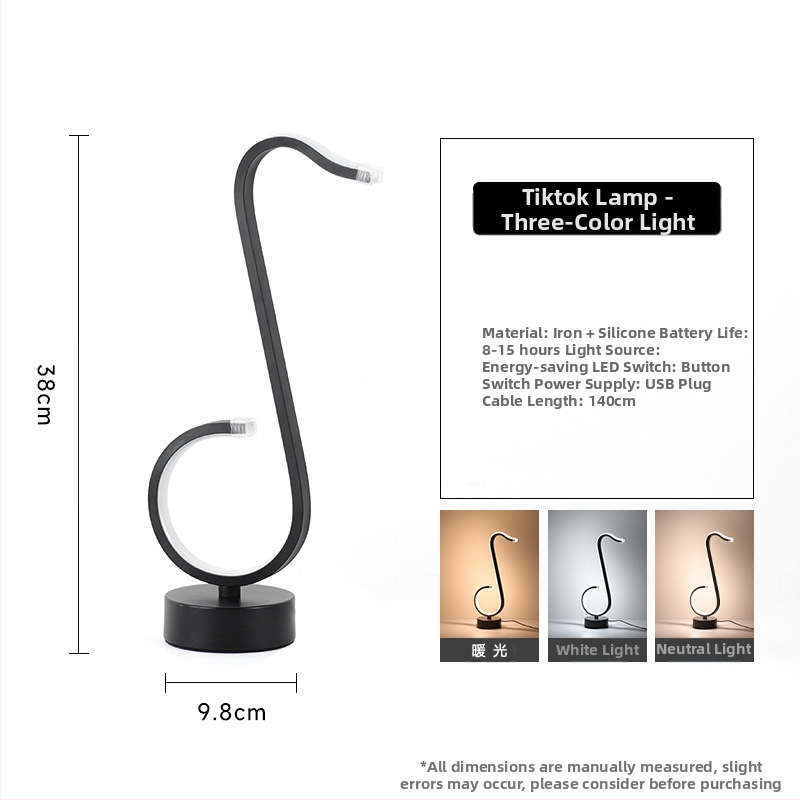 2025LED stalinė lempa miegamajam prie lovos, trijų spalvų, pritemdoma naktinė lemputė, kūrybingas restoranas, kavinė, šviečianti dekoratyvinė stalo lempa