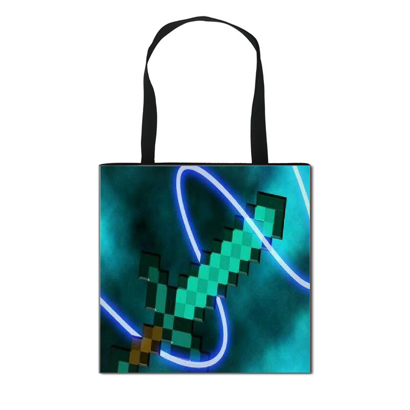 2025 m. naujas tarpvalstybinis „Minecraft“ vaikiškas pirkinių krepšys, animacinių filmukų mokinių laikymo krepšys, madingas madingas krepšys