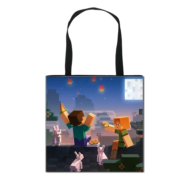 2025 m. naujas tarpvalstybinis „Minecraft“ vaikiškas pirkinių krepšys, animacinių filmukų mokinių laikymo krepšys, madingas madingas krepšys
