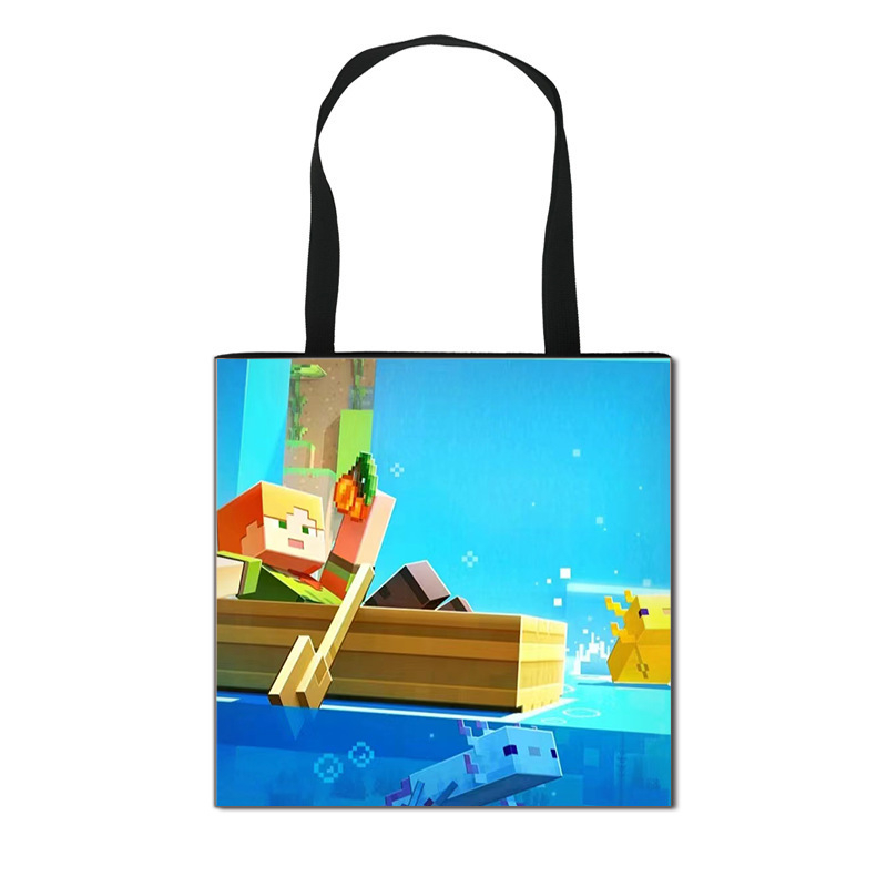 2025 m. naujas tarpvalstybinis „Minecraft“ vaikiškas pirkinių krepšys, animacinių filmukų mokinių laikymo krepšys, madingas madingas krepšys