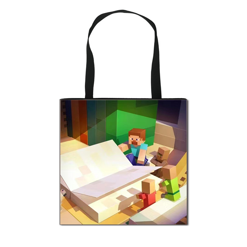 2025 m. naujas tarpvalstybinis „Minecraft“ vaikiškas pirkinių krepšys, animacinių filmukų mokinių laikymo krepšys, madingas madingas krepšys