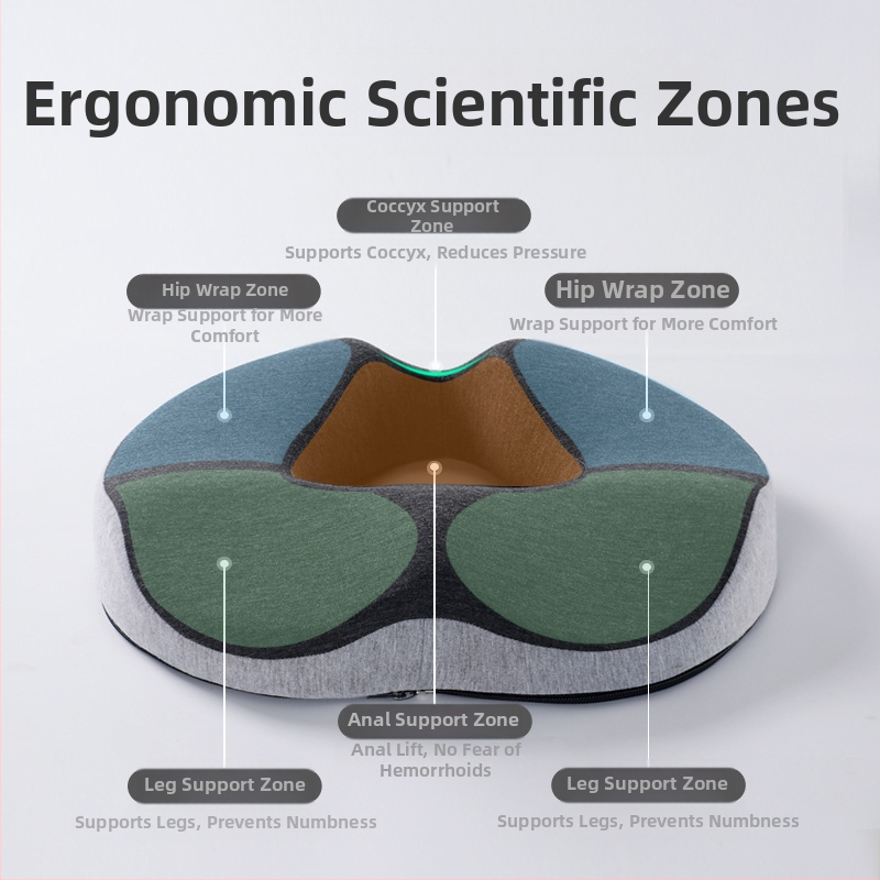 Viskoelastinės medžiagos pagalvėlė hemorojui, nesublukusi, tuščiavidurė, kvėpuojanti kėdės sėdmenų pagalvėlė, gražūs sėdmenys, uodegos slankstelis, uodegos slankstelio sėdmenų sėdynės pagalvėlė