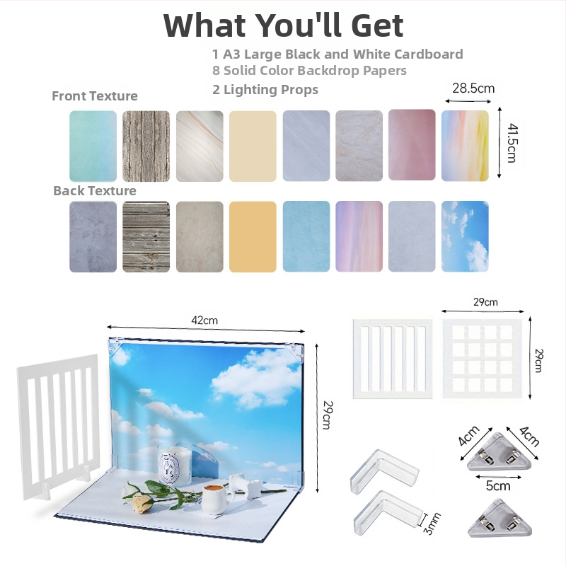 Sabiezināts fotogrāfijas kartons 1+7/8/9/10 fona papīrs foto fona komplekts fotografēšanas aksesuāri fotografēšanas fona dēlis
