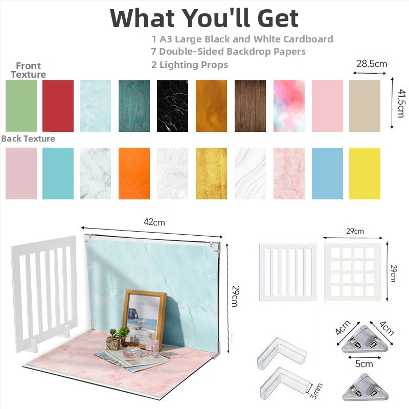 Sabiezināts fotogrāfijas kartons 1+7/8/9/10 fona papīrs foto fona komplekts fotografēšanas aksesuāri fotografēšanas fona dēlis