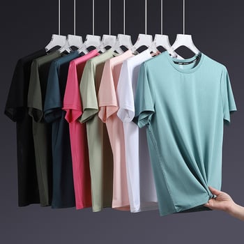 Фабрична M-12XL Плюс размер Плюс размер Мъжка тънка тениска с кръгло деколте, бързосъхнеща, с къс ръкав, лятна тънка тениска с половин ръкав