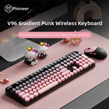 Forerunner V96 bežična tipkovnica i miš, mehanički osjećaj, bez zvuka, prijenosno računalo, vanjska ženska, uredska, punk