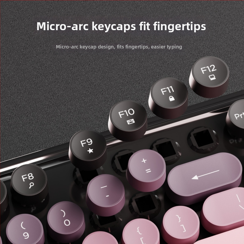 Bezdrôtová klávesnica a myš Forerunner V96, mechanická klávesnica, myš, stlmený povrch, externá, pre ženy, kancelária, punková