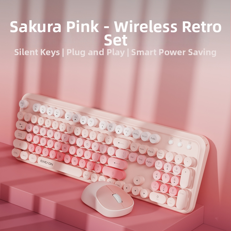 Forerunner V96 bežična tipkovnica i miš, mehanički osjećaj, bez zvuka, prijenosno računalo, vanjska ženska, uredska, punk