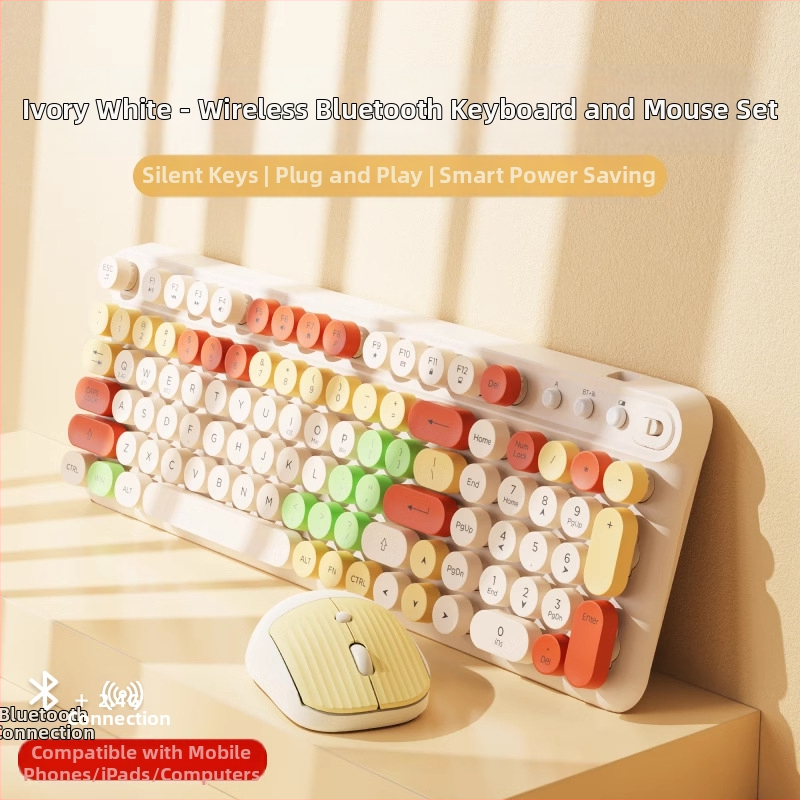 Forerunner V96 bežična tipkovnica i miš, mehanički osjećaj, bez zvuka, prijenosno računalo, vanjska ženska, uredska, punk