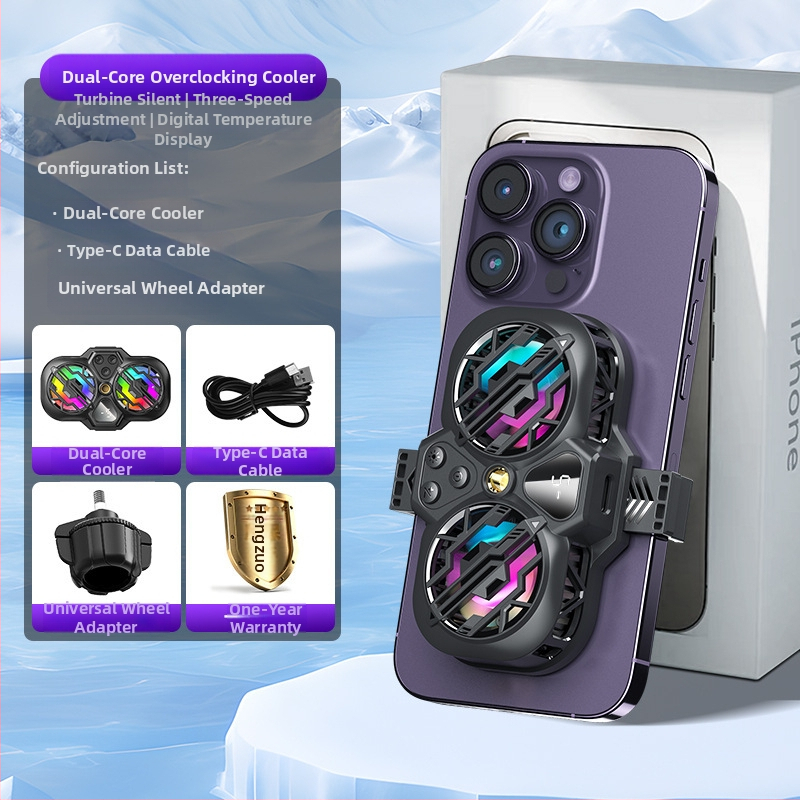 Radiatoriaus mobiliojo telefono galinis laikiklis Aušinimo artefaktas Naujas tiesioginės transliacijos skaitmeninis ekranas Dvigubas turbo magnetinis puslaidininkis