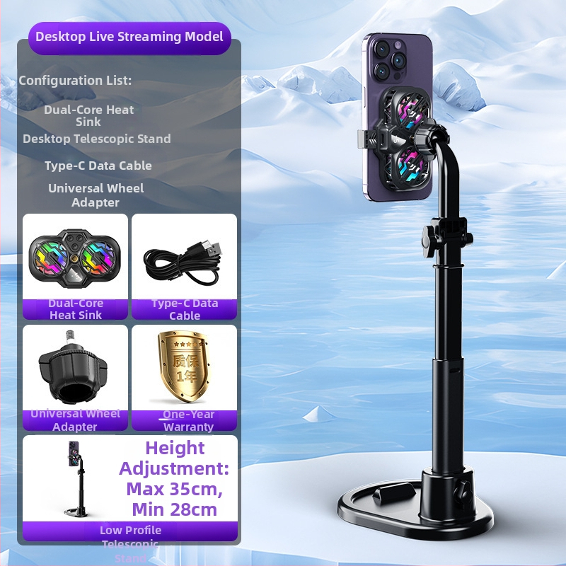 Radiatoriaus mobiliojo telefono galinis laikiklis Aušinimo artefaktas Naujas tiesioginės transliacijos skaitmeninis ekranas Dvigubas turbo magnetinis puslaidininkis