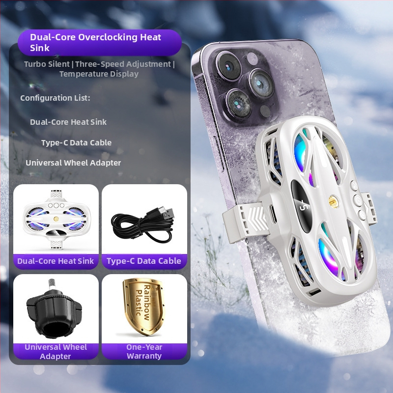 Radiatoriaus mobiliojo telefono galinis laikiklis Aušinimo artefaktas Naujas tiesioginės transliacijos skaitmeninis ekranas Dvigubas turbo magnetinis puslaidininkis