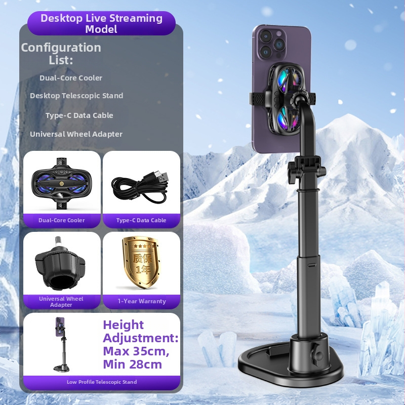 Radiatoriaus mobiliojo telefono galinis laikiklis Aušinimo artefaktas Naujas tiesioginės transliacijos skaitmeninis ekranas Dvigubas turbo magnetinis puslaidininkis