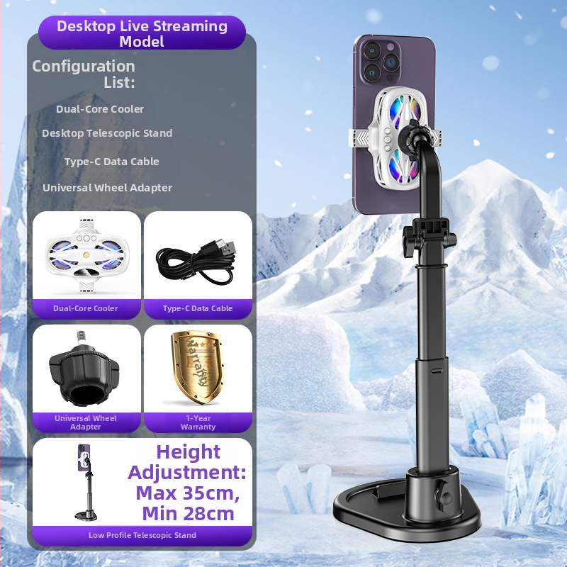 Radiatoriaus mobiliojo telefono galinis laikiklis Aušinimo artefaktas Naujas tiesioginės transliacijos skaitmeninis ekranas Dvigubas turbo magnetinis puslaidininkis