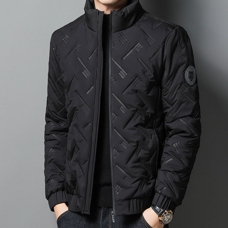 Pamučni kaput za muškarce za proljeće, jesen i zimu 2023., novi flisom podstavljeni, zadebljani ležerni jakna s pamučnom podstavom i ovratnikom, za oca srednjih godina s pamučnom podstavom