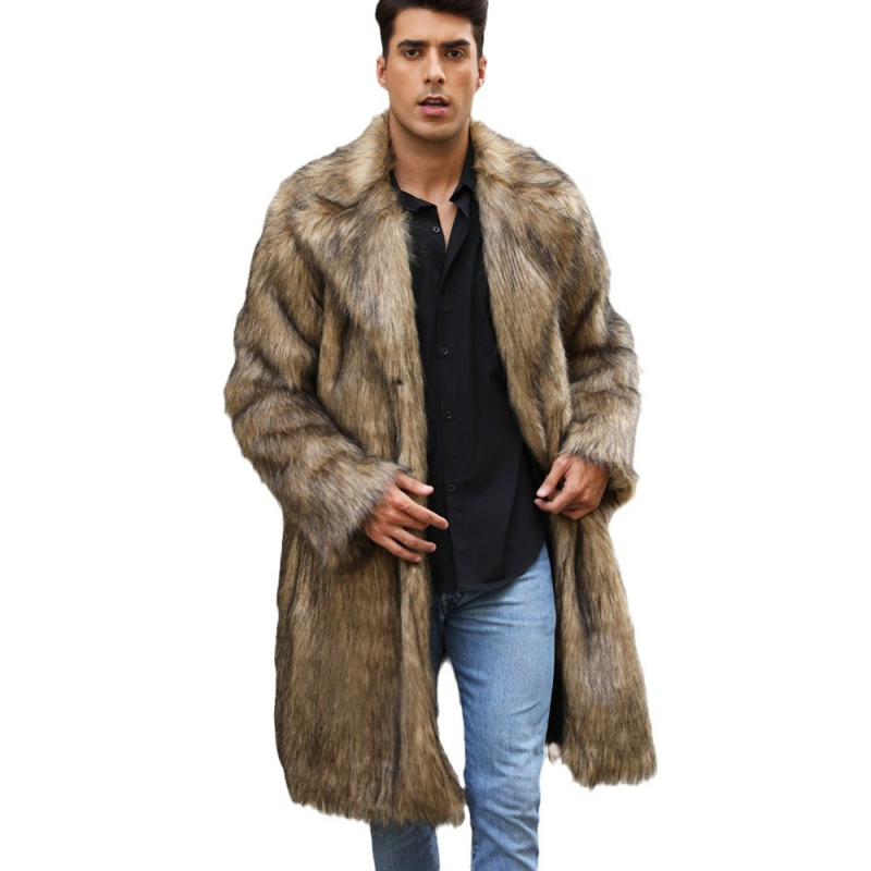 F0674 Vyriškas švarkas su dirbtinio kailio, dirbtinio lapės kailio ir storo vidutinio ilgio apykakle, pagamintas iš Europos ir Amerikos sprogimų.