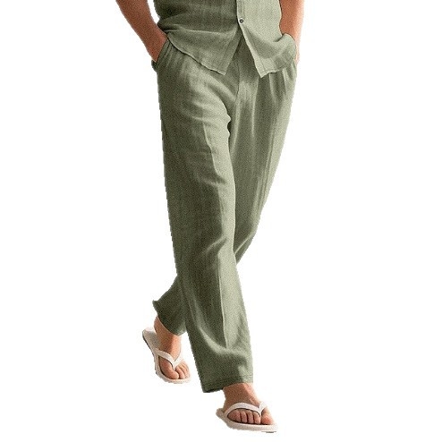 2025 Férfi Hosszú Nadrág Nyári Strandnadrág Húzózsinóros Rugalmas Derék Egyenes Egyszínű Kényelmes Napi Divat Utcai Viselet