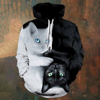 Мъжки суичър с качулка с принт на череп и прилеп, 3D дигитален печат, голям размер, европейски и американски уличен стил