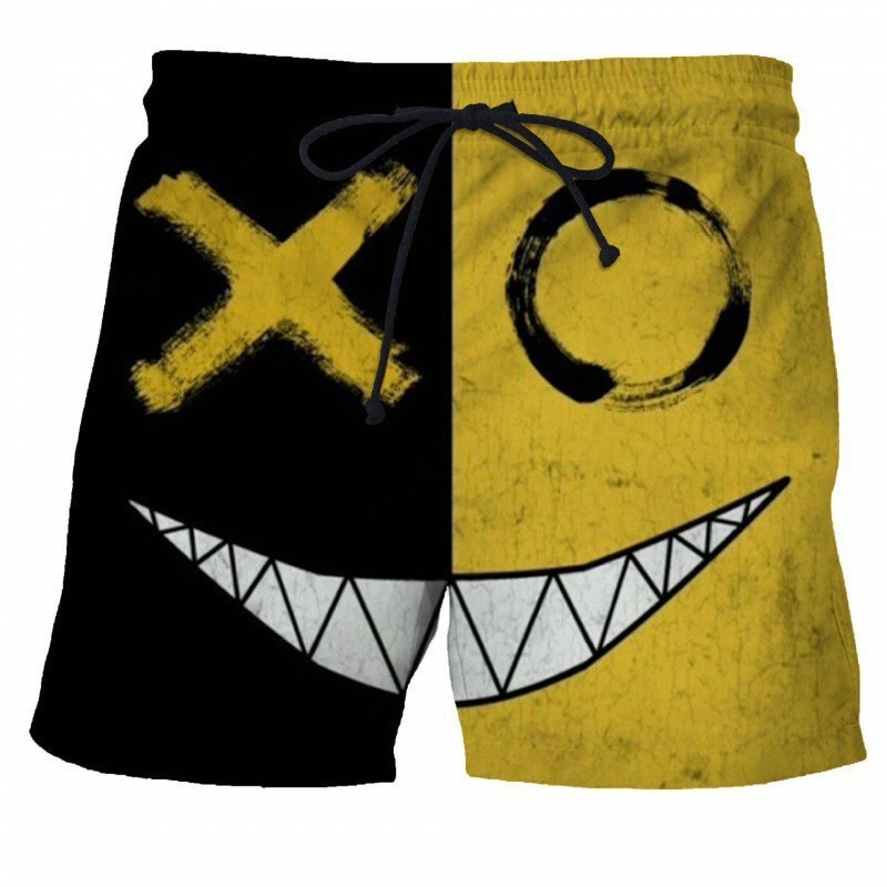 Tarpvalstybinis Europos ir Amerikos vyriškų 3D šortų eksportas, suasmenintas „Smiley XX“ rašto spausdinimas, vasarinės laisvalaikio vyriškos kelnės, pritaikytos pagal užsakymą
