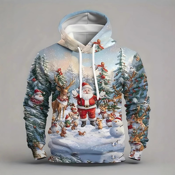 2024 Transfrontaliere Bărbați și Femei Crăciun Temă Hanorac Moș Crăciun 3D Digital Print Cu Capăt Harajuku Sportswear