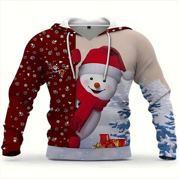2024 Трансграничен мъжки и дамски коледен суичър с качулка и 3D дигитален принт на Дядо Коледа, спортно облекло Harajuku