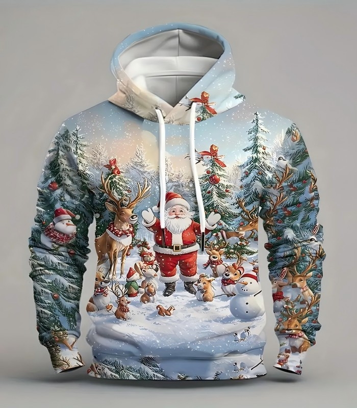 2024 Transfrontaliere Bărbați și Femei Crăciun Temă Hanorac Moș Crăciun 3D Digital Print Cu Capăt Harajuku Sportswear