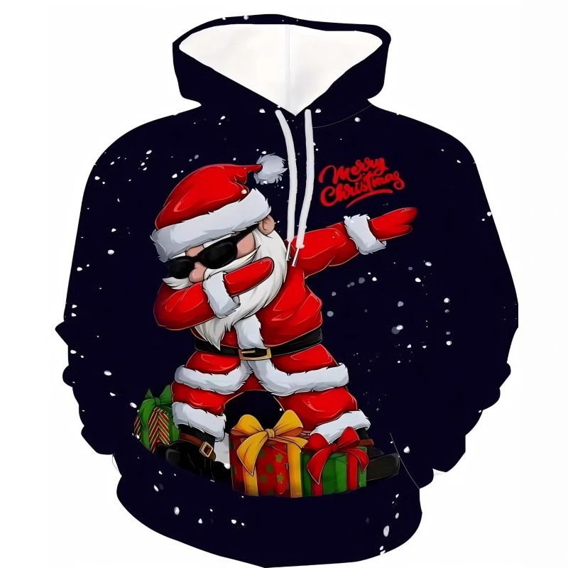 2024 Transfrontaliere Bărbați și Femei Crăciun Temă Hanorac Moș Crăciun 3D Digital Print Cu Capăt Harajuku Sportswear