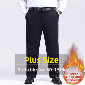 Έξτρα Μεγάλα Παντελόνια Ανδρικά Παντελόνια Ελαστικά Παντελόνια Plus Size Ανδρικά Ριχτά Ίσια Παντελόνια Casual Μεσήλικας με επένδυση fleece και χοντρό φλις