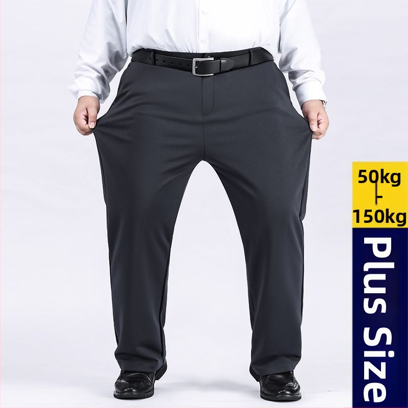 Мъжки панталони с екстра голям размер Мъжки еластични панталони за средна възраст, свободни, прави, ежедневни, с поларена подплата, удебелени