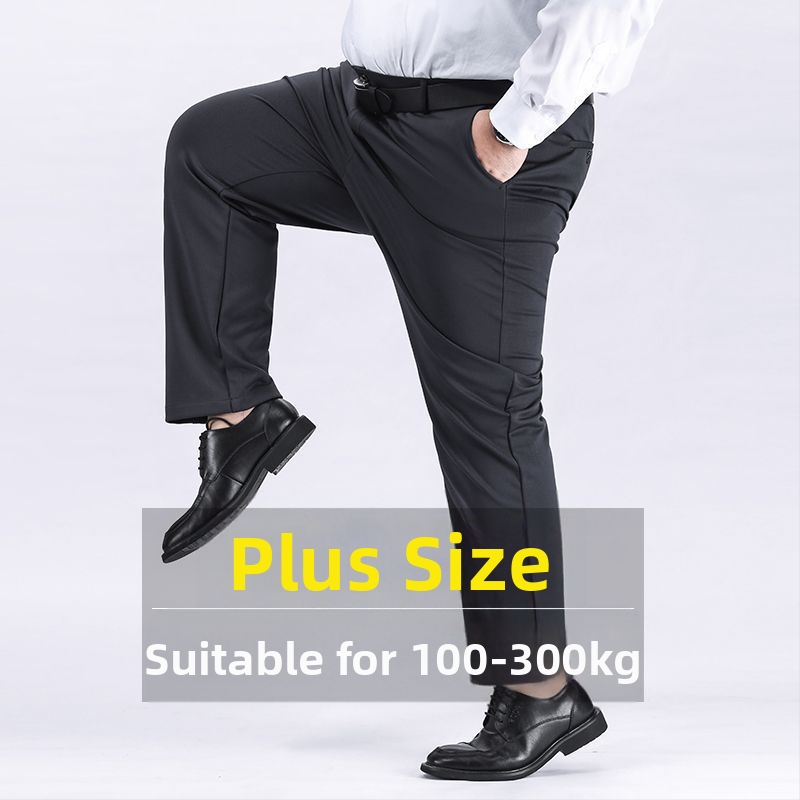 Meeste ekstra suured püksid Meeste venivad pluss-suuruses püksid Meeste keskealised lahtised sirged vabaaja püksid fliisvoodriga Paksendatud