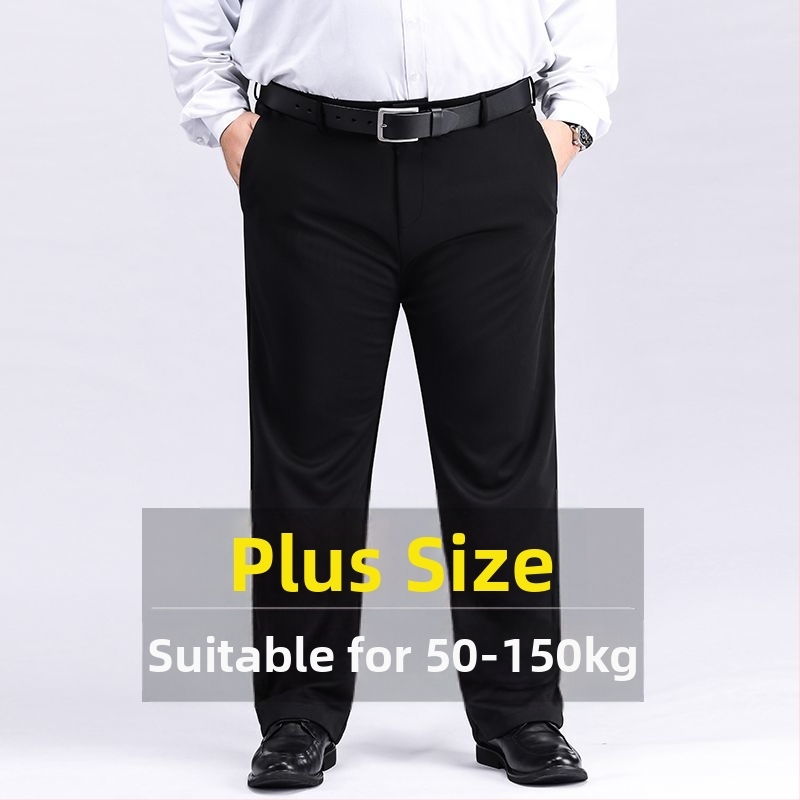 Meeste ekstra suured püksid Meeste venivad pluss-suuruses püksid Meeste keskealised lahtised sirged vabaaja püksid fliisvoodriga Paksendatud