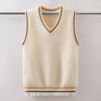 Novi proljetni, jesenski i zimski pleteni prsluk plus baršun zadebljani dječji prsluk od čistog pamuka za dječake i djevojčice srednje i velike veličine, moderan