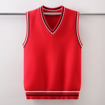 Novi proljetni, jesenski i zimski pleteni prsluk plus baršun zadebljani dječji prsluk od čistog pamuka za dječake i djevojčice srednje i velike veličine, moderan