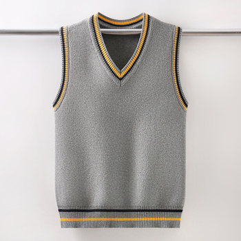 Novi proljetni, jesenski i zimski pleteni prsluk plus baršun zadebljani dječji prsluk od čistog pamuka za dječake i djevojčice srednje i velike veličine, moderan