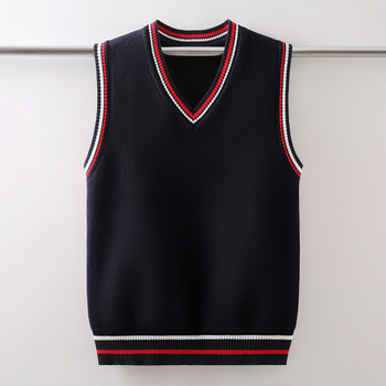 Novi proljetni, jesenski i zimski pleteni prsluk plus baršun zadebljani dječji prsluk od čistog pamuka za dječake i djevojčice srednje i velike veličine, moderan