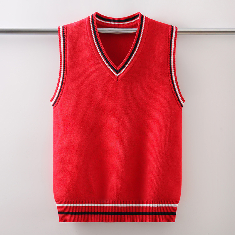 Novi proljetni, jesenski i zimski pleteni prsluk plus baršun zadebljani dječji prsluk od čistog pamuka za dječake i djevojčice srednje i velike veličine, moderan