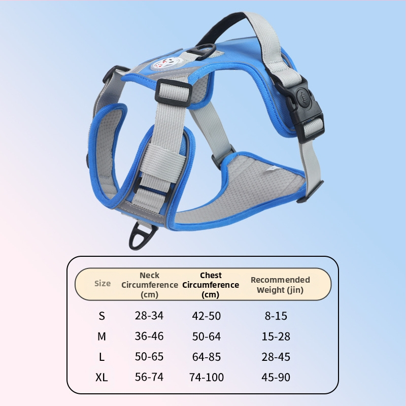 Nový cezhraničný hrudný popruh pre veľkých psov, protišmyková vesta odolná voči výbuchu, priedušná vesta s produktmi pre domáce zvieratá