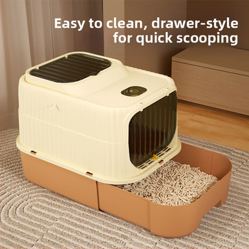 Λεκάνη άμμου γάτας, ανθεκτική στις οσμές, πλήρως κλειστή, μεγάλη λεκάνη άμμου γάτας, εξαιρετικά μεγάλη, αντι-πιτσιλιστική, λεκάνη άμμου γάτας, αποσμητική