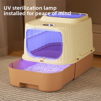 Λεκάνη άμμου γάτας, ανθεκτική στις οσμές, πλήρως κλειστή, μεγάλη λεκάνη άμμου γάτας, εξαιρετικά μεγάλη, αντι-πιτσιλιστική, λεκάνη άμμου γάτας, αποσμητική