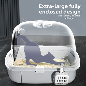 Λεκάνη άμμου γάτας, ανθεκτική στις οσμές, πλήρως κλειστή, μεγάλη λεκάνη άμμου γάτας, εξαιρετικά μεγάλη, αντι-πιτσιλιστική, λεκάνη άμμου γάτας, αποσμητική