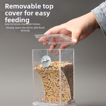 Papūgų paukščių maisto dėžutė su apsauga nuo išsibarstymo, automatinis tiektuvas su apsauga nuo taškymosi, išorinis paukščių lesyklėlė, tigro odos bijūnų imitacija, Xuan Feng paukščių reikmenys