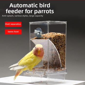 Papūgų paukščių maisto dėžutė su apsauga nuo išsibarstymo, automatinis tiektuvas su apsauga nuo taškymosi, išorinis paukščių lesyklėlė, tigro odos bijūnų imitacija, Xuan Feng paukščių reikmenys