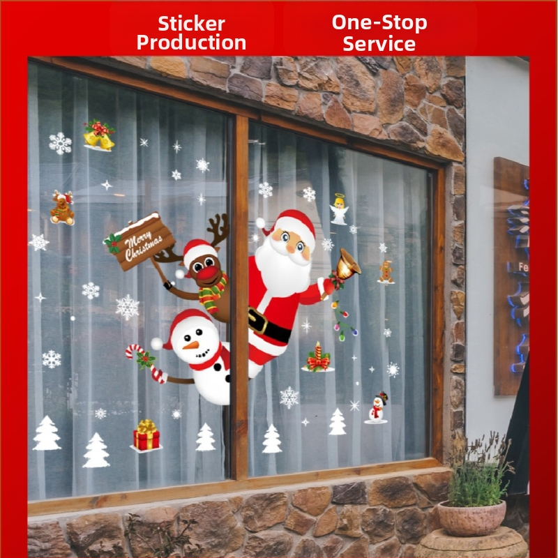 SK9241 Стикери за Дядо Коледа Коледна украса Трансгранично стъкло за прозорец Водоустойчиви стикери за стена Коледни стикери за прозорец