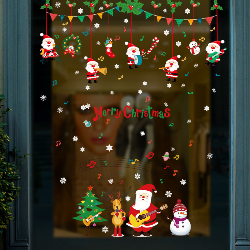 SK9241 Ziemassvētku vecīša uzlīmes Ziemassvētku rotājumi Šķērsrobežu logu stikla logu ūdensnecaurlaidīgas sienas uzlīmes Ziemassvētku logu uzlīmes