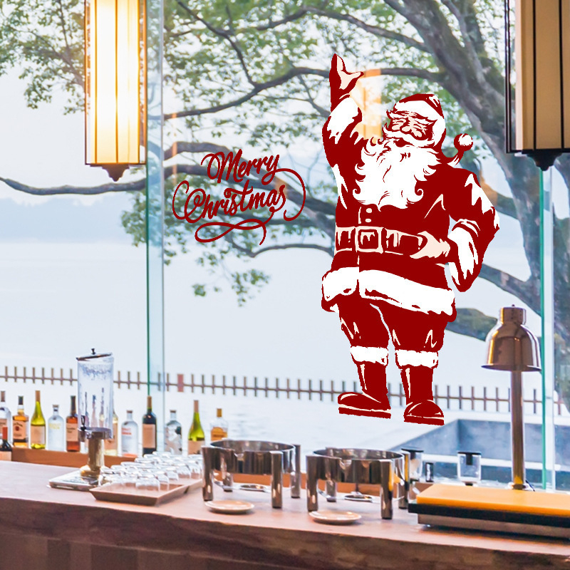 SK9241 Ziemassvētku vecīša uzlīmes Ziemassvētku rotājumi Šķērsrobežu logu stikla logu ūdensnecaurlaidīgas sienas uzlīmes Ziemassvētku logu uzlīmes