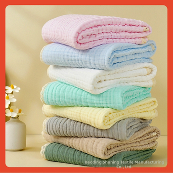 ✅ Πετσέτα μπάνιου Amazon Cross-Border με τυπωμένο λογότυπο, Κουβέρτα για νεογέννητα μωρά, Κουβέρτα έξι στρώσεων από δαντέλα απλής γάζας σε μπεζ απόχρωση