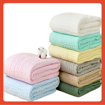 ✅ Πετσέτα μπάνιου Amazon Cross-Border με τυπωμένο λογότυπο, Κουβέρτα για νεογέννητα μωρά, Κουβέρτα έξι στρώσεων από δαντέλα απλής γάζας σε μπεζ απόχρωση